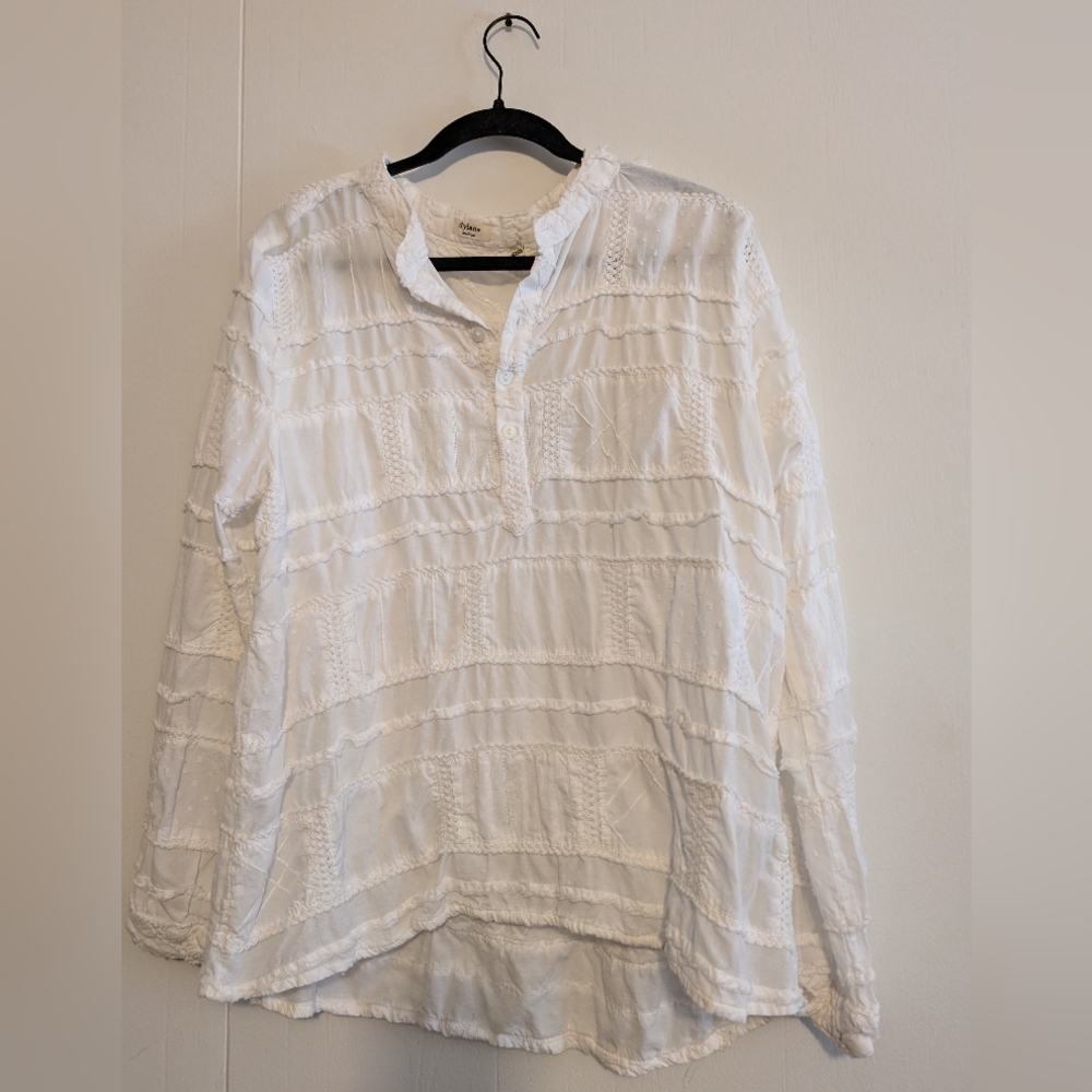 Dylan White Patchwork Blouse Size Medium - image 2